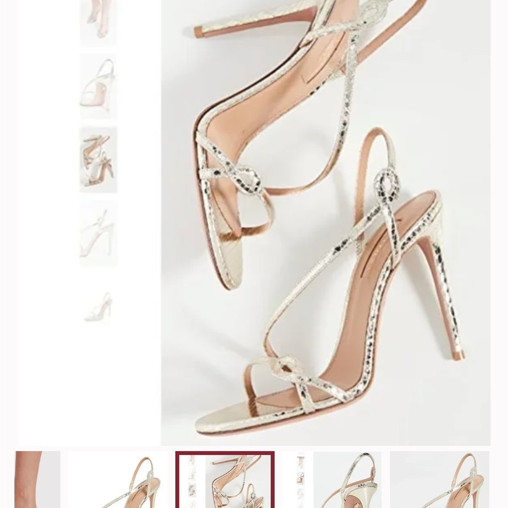 AQUAZZURA
Serpentine 105 Embossed Metallic Sandals size 40